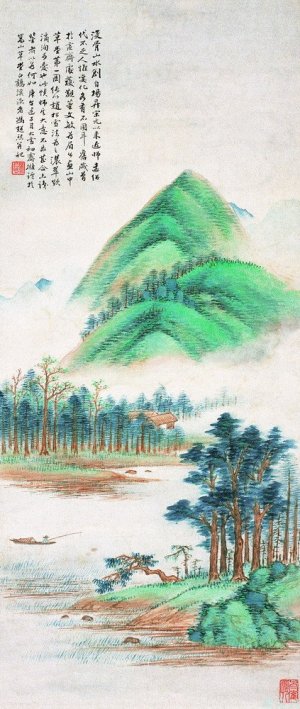 冯超然 (1882－1954) 《山溪独钓》