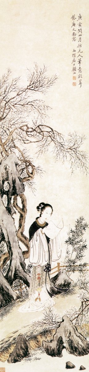 顾洛《梅边吟思图》