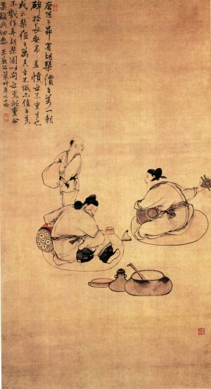 王树毂《弄胡琴图》