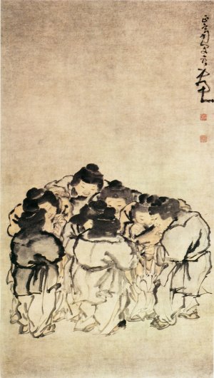  闵 贞《八子观灯图》 