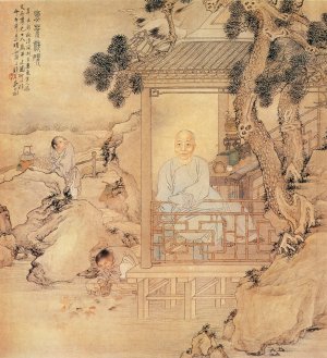 钱慧安《烹茶洗砚图》