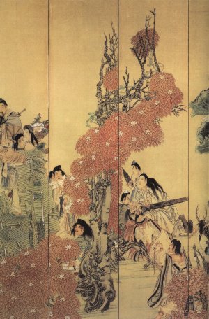 王文亭《王母庆寿图》(部分)