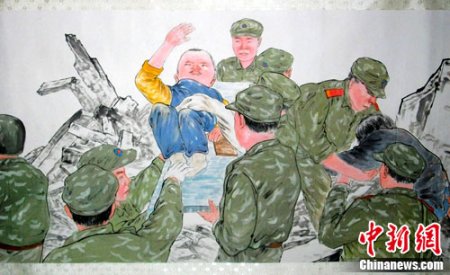 画家百米长卷绘《震起之丰碑》