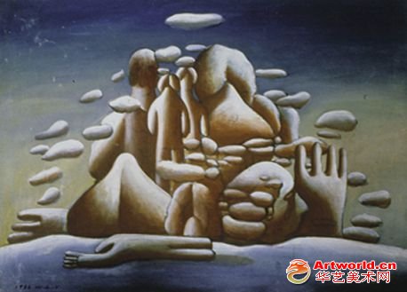 王广义-凝固的北方极地25号-布面油画-65×90厘米-1985年