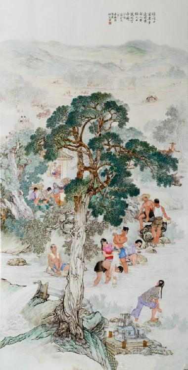 粉彩瓷板《农村新貌》现身匡时秋拍