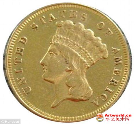 这枚3美元的硬币是一名欧洲游客1997年在美国旧金山发现的。