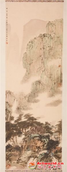 傅抱石的《青绿山水》昨日亮相北京翰海春拍。