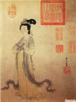 元 周朗《排箫仕女图》