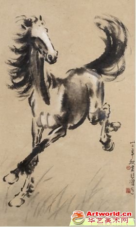 徐悲鸿 《奔马》 镜心 设色纸本 1943年作 78.8×47.5cm 成交价：2300万元