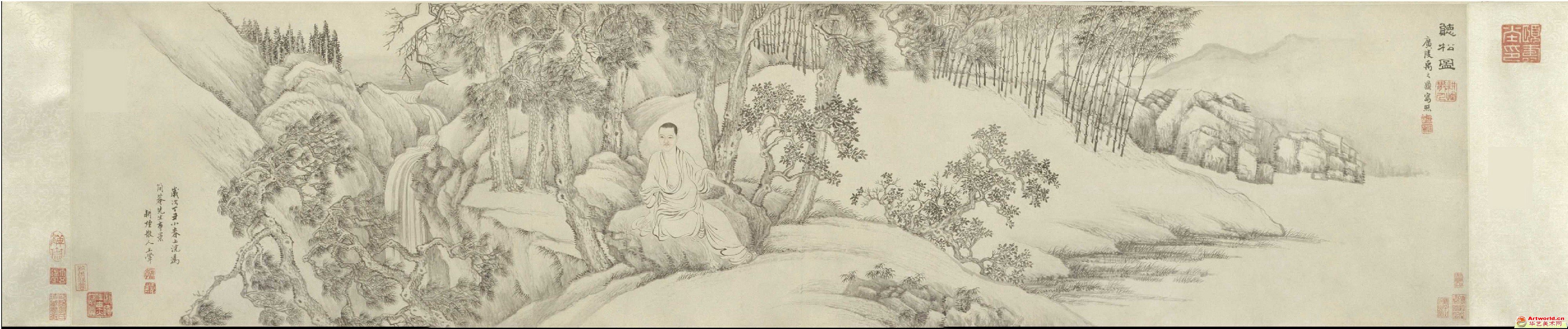 清 禹之鼎、王翬《李图南听松图像》