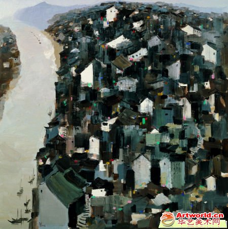 中华艺术宫“名家馆”将展出的吴冠中《长江山城》