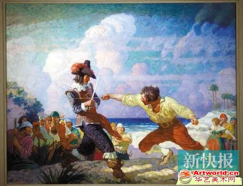 纽厄尔·康弗斯·韦思的画作《海滩上的决斗》。