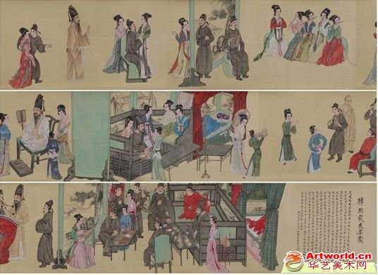 俞致贞韩熙载夜宴图设色绢本手卷40×490