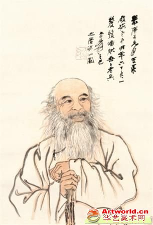 1960年，张大千画了这幅《自画像》给“梅云堂”主人高岭梅。香港苏富比供图
