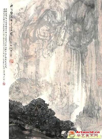 图：136160号拍品傅抱石作品《听泉论道》