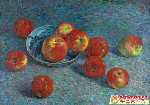Lot7532 周碧初 瓷盘与红苹果 油彩画布 38×55cm 1962年 成交价（含佣金）：690,000元
