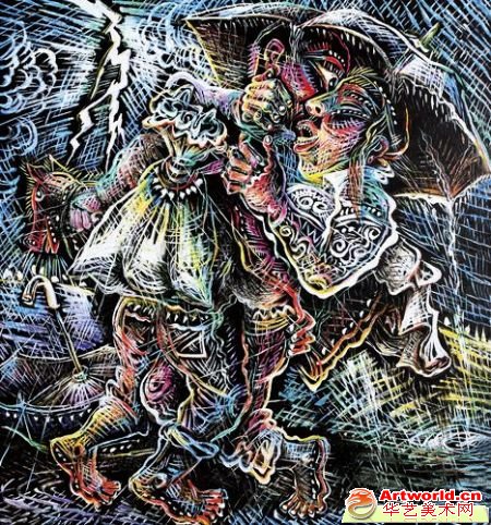 Lot7617 罗中立 拥抱 油彩画布 200×185cm 2005年 成交价：5,980,000元